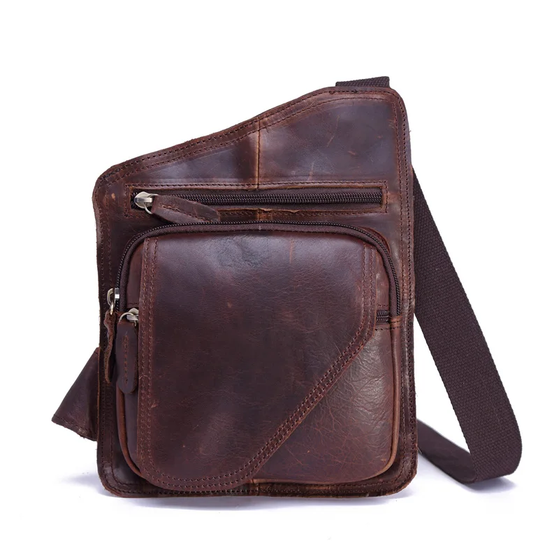 

Casual Sling Chest Pack Men Genuine Leather Crossbody Shoulder Hand Bag Men's Crazy Horse Messenger Bag Fanny Waist Bum Mini Bag