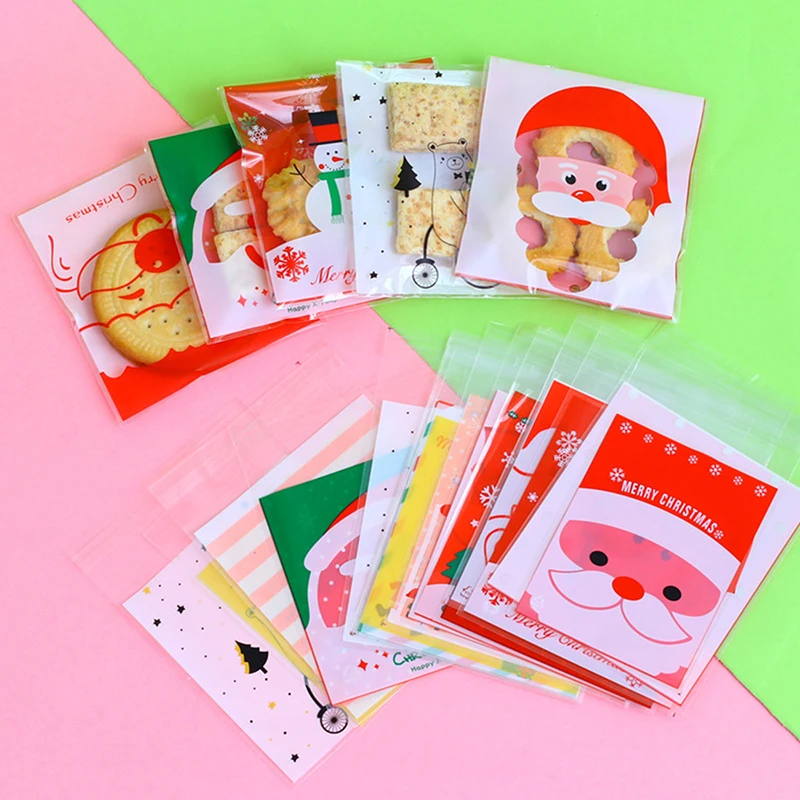 

Пластиковые пакеты для упаковки ювелирных изделий, конфет, подарков, печенья, рождественских пакетов, самоклеящиеся пакеты с Санта-Клаусом