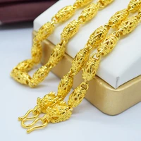 unique hollow w necklace 14k gold olive beads chain with dragon design necklace for men jewelry