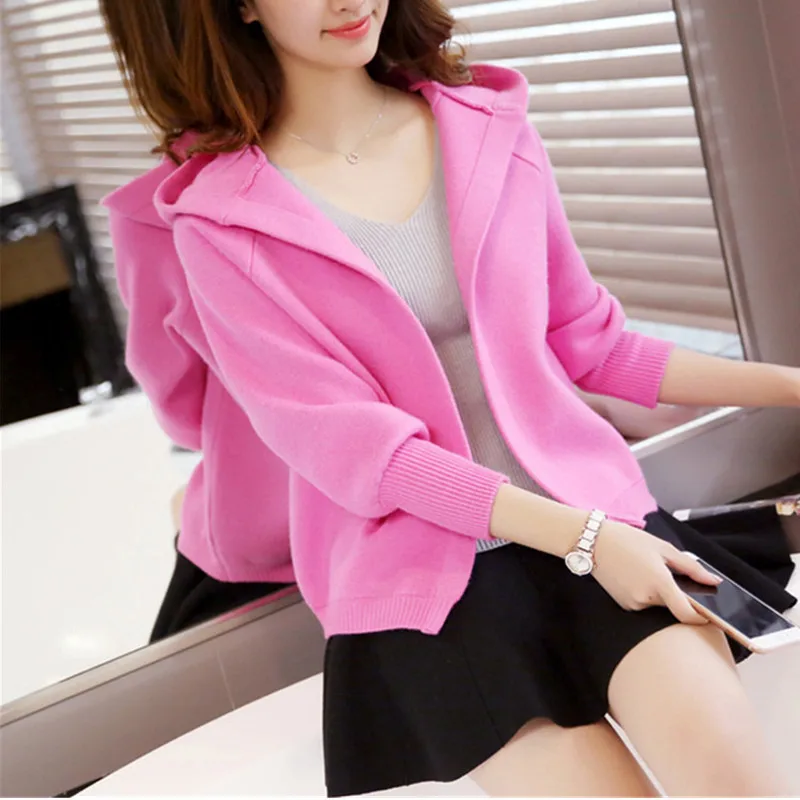 

Fashion Sweater Women 2020 New Spring Autumn Elegant Tops Plus Size Short Paragraph Hooded Female Cardigan Ladies Clothes A013