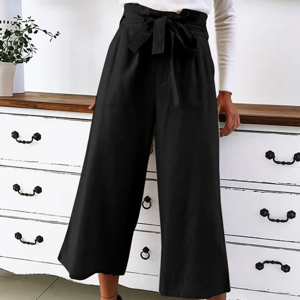 Женские свободные брюки палаццо повседневные с широкими штанинами в стиле