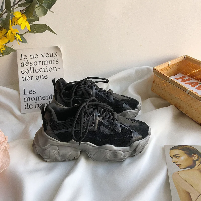 Женские удобные вулканизированные кроссовки увеличивающие рост из натуральной