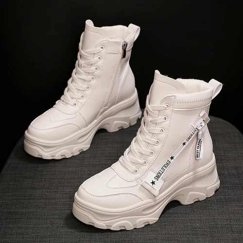 

2021 New Autumn Winter Increase Ankle Shoes Women Plus Velvet Snow Boots Warm Round Head Casual Women Boots Martin Boots