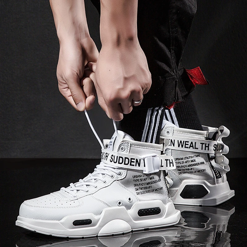 

New Fashion Men Sneakers high top Running Shoes for Men Black/ white Outdoors Walking Sports Shoes Comfortable Size39-45