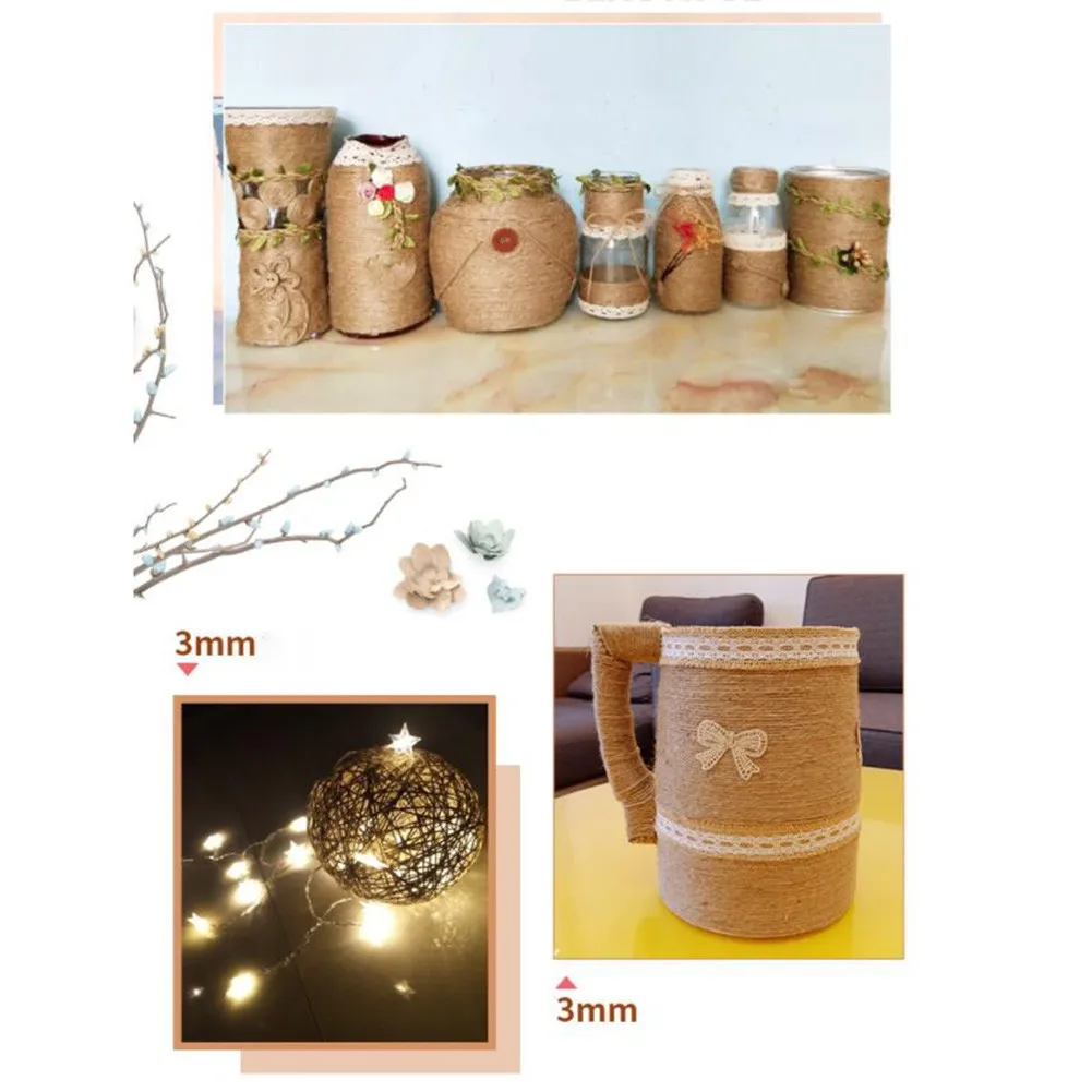 

100M Natural Brown Handmade Twine String DIY Craft Gift Packing Jute Rope 3ply Party Wedding Gift Wrapping Cords Thread DIY 2021