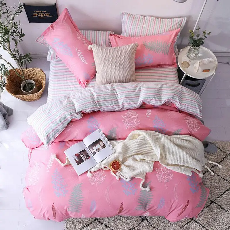 

37Pink Flower 4pcs Girl Boy Kid Bed Cover Set Duvet Cover Adult Child Bed Sheets And Pillowcases Comforter Bedding Set 2TJ-61018