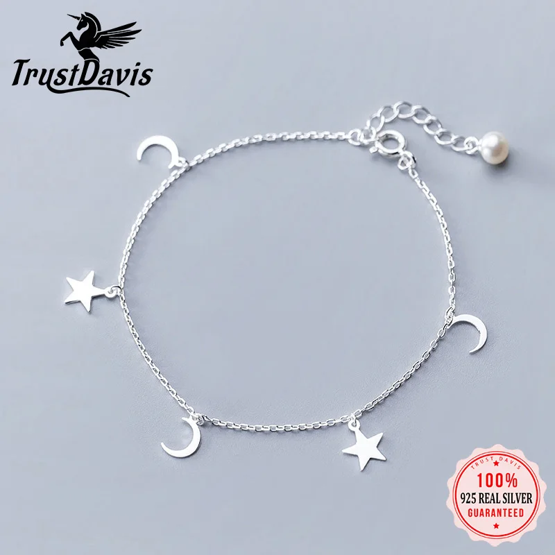 Серебряные ювелирные изделия TrustDavis 925 браслеты на лодыжку для женщин браслет