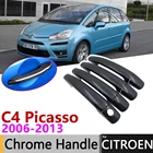 Черная накладка на дверную ручку из углеродного волокна для Citroen Grand C4 Picasso 2006  2013 2007 2008 2009 2010 2011 2012, автомобильные аксессуары, набор хромированных стикеров