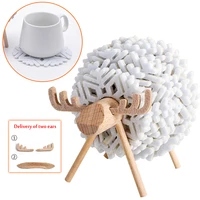 kawaii sheep shape anti slip cup pads coasters insulated round felt cup mats japan style creative home office decor art crafts
