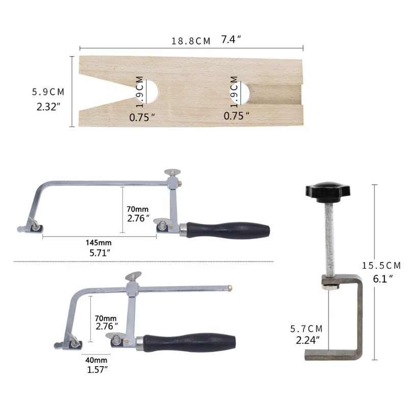 

3-in-1 Professional Jeweler's Saw Set 144 Blades Wooden Pin Clamp Jewelry Toos
