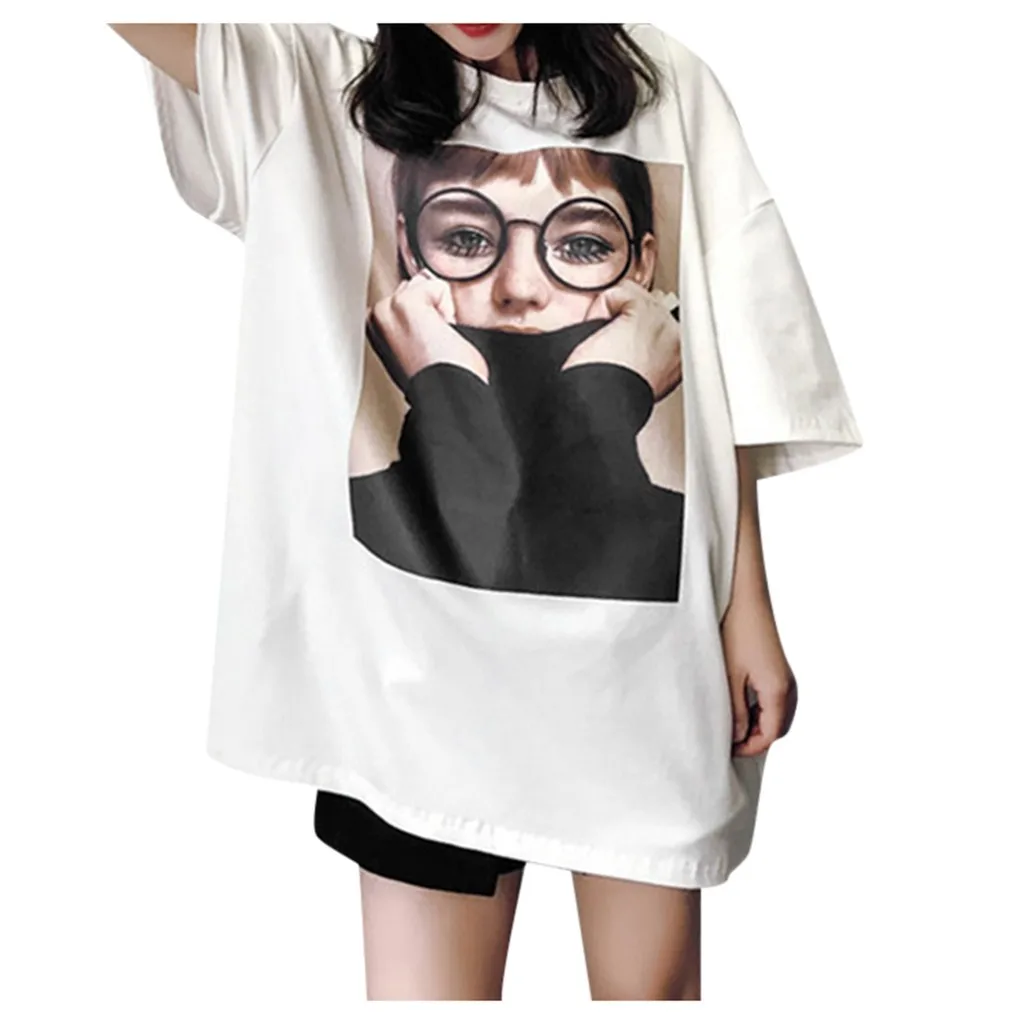 Летняя женская рубашка с круглым вырезом и 3d принтом персонажа короткий рукав 3