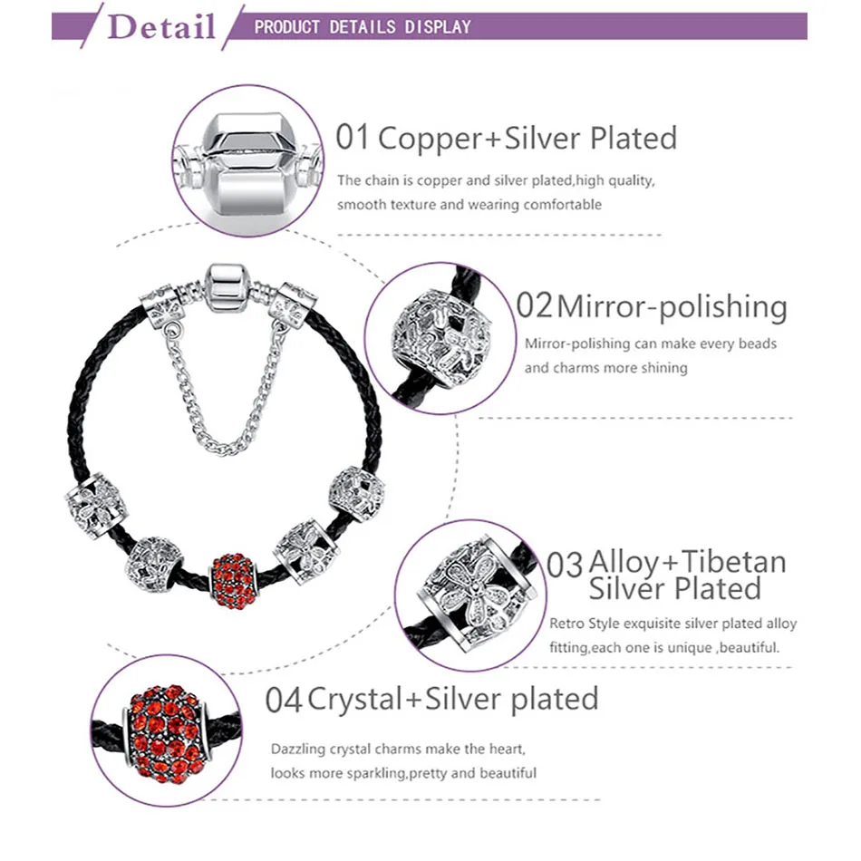 Женский кожаный браслет ELESHE распродажа черный серебряный женский ювелирные