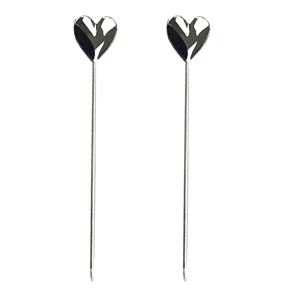 D Cocktail Sticks 2шт Нержавеющая сталь коктейльные палочки декоративные металлические Шпажки для фруктов Коктейльная соломинка для помешивания вечерние принадлежности отель KTV бар сувениры - Цвет: D Cocktail Sticks