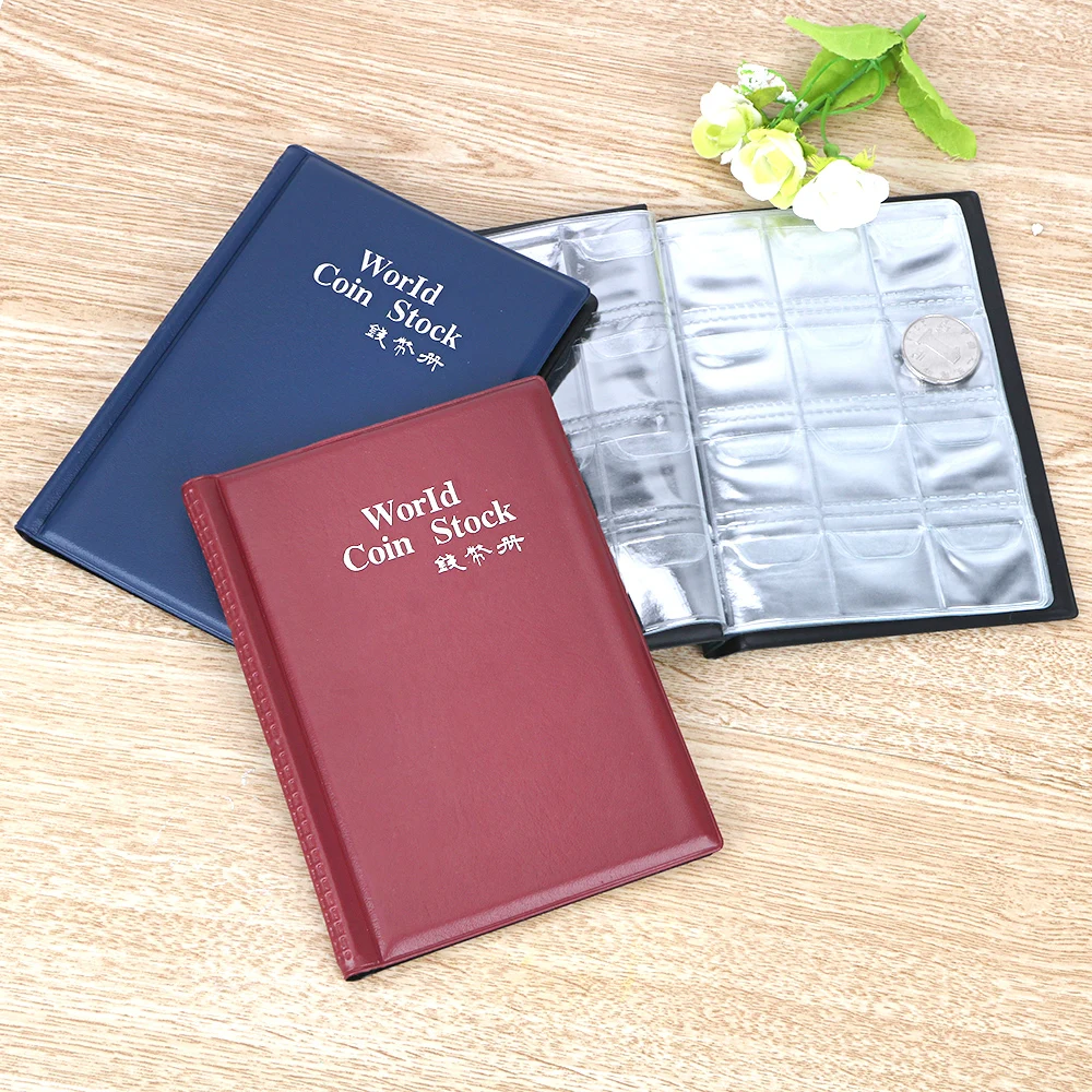 

120 Pockets Coin Collection Storage Book Holder Penny Stock Book Album PU Case Collection Pocket For Home Office