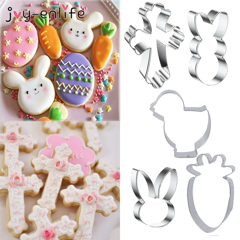

Easter Rabbit Eggs Carrot Cross Cookies Cutter Mold Stainless Cake Mold Easter Party Decor Baking tools Easter Party Supplies