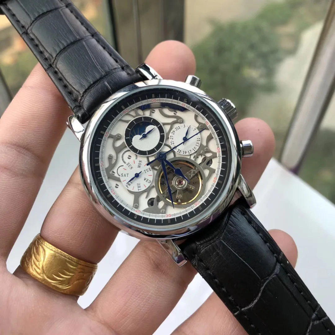 

Men's luxury brand mechanical watch big tourbillon hollow design visible movement fashion trend high quality aaa watch