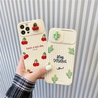 3d cartoon cherry cactus phone case for iphone 12 11 pro x xr xs max 7 8 plus slide camera lens protection soft back cover