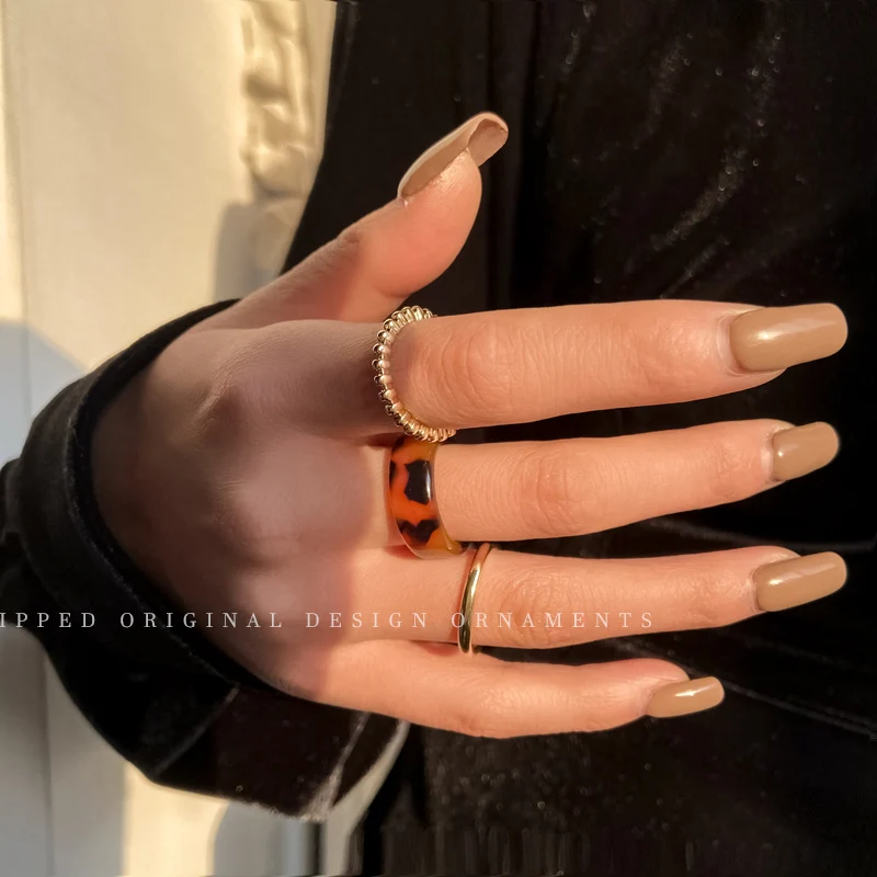 

Осенне-зимнее Ретро ацетатное кольцо из пяти частей на указательный палец женское модное индивидуальное кольцо в простом холодном стиле