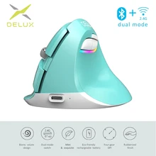 Delux M618 Mini lady Bluetooth 2.4GHz RGB Rechargeable Office Gaming Wireless Mouse Ergonomic Vertical Anti mouse hand Mouse