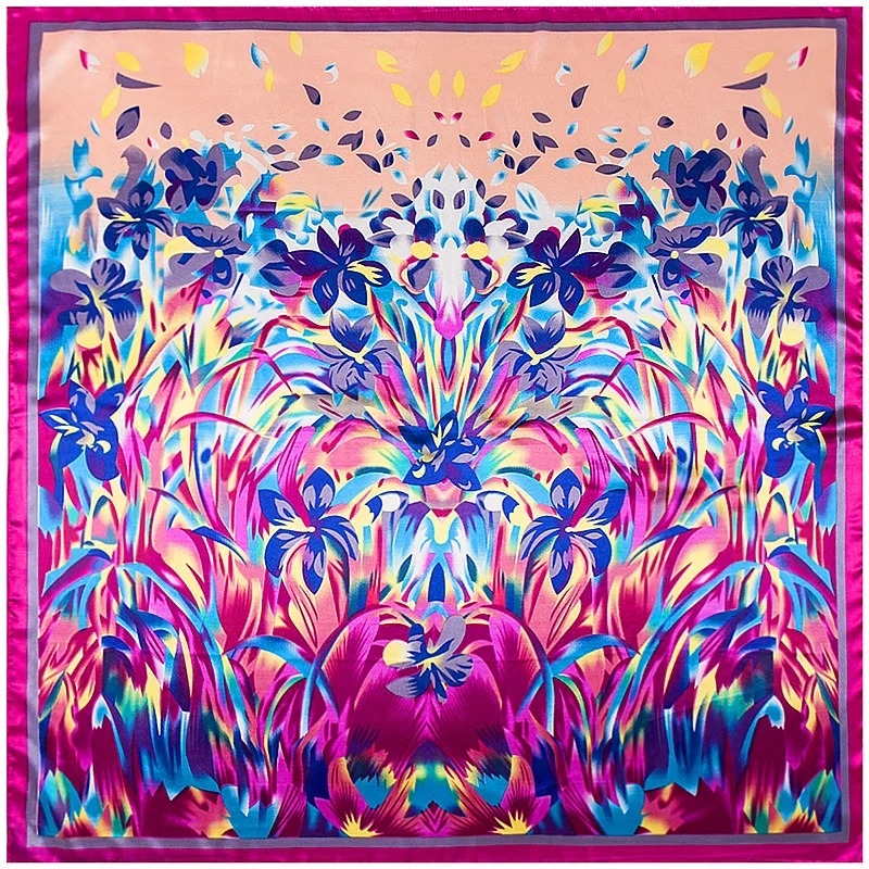 90 см большой платок Элитный бренд масло Краски квадратный шарф хиджаб платки Femme