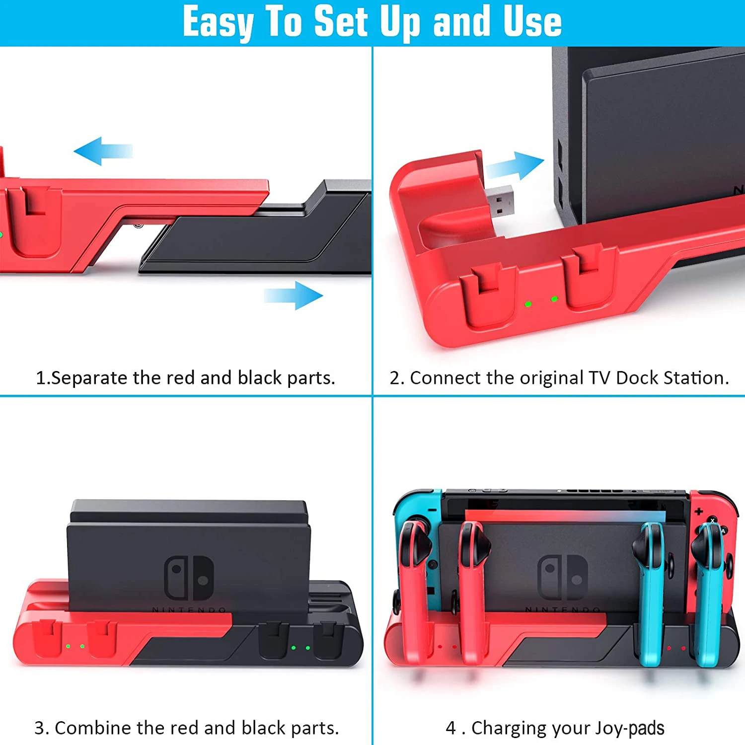 ns console charger display stand led controller charging dock station with 2 game cartridges slots for nintendo switch joypad free global shipping