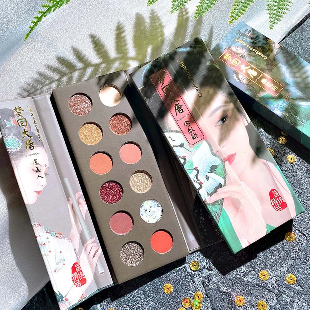 Тени для век в стиле династии Тан компактные ослепительные розовые жемчужные