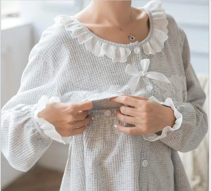 Весенний женский пижамный комплект милая Фланелевая Пижама для беременных уход