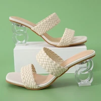 womens slippers summer new fashion woven high heels plus size european and american leisure outdoor sandals female shoes