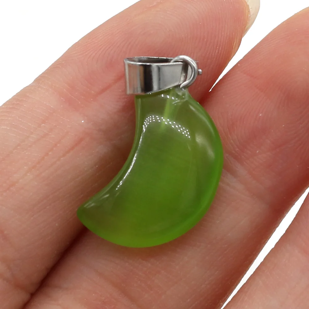 

2pcs Natural Stone Moon Shape Cat Eye Stones Charm Pendant for Jewelry Making DIY Necklace Bracelet Earring Women Gift 12x18mm