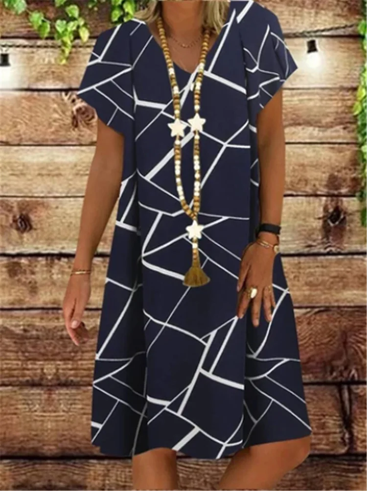 Платье S-5XL женское с винтажным принтом повседневное свободное пляжное платье