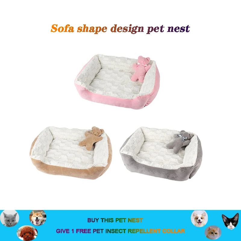 Флисовая теплая кровать для домашних животных собак щенков кошек плюшевый