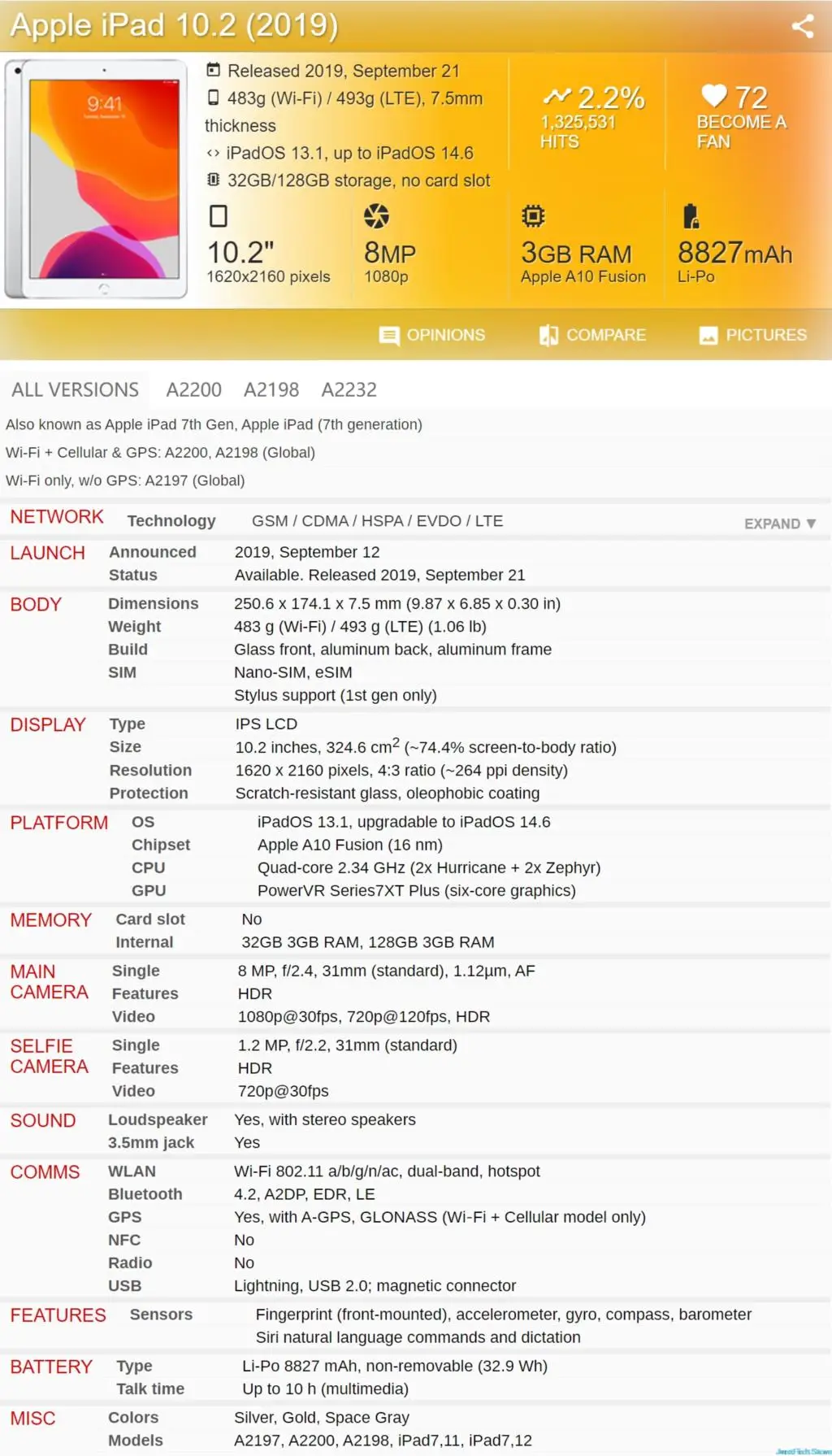 Новый Apple IPad 2019 7 (7-е поколение) (10 2 дюйма Wi-Fi 128 ГБ) космический серый (предыдущая