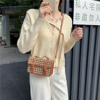 fashion british style womens small square shoulder bags flap purse retro plaid ladies crossbody bag simple female messenger bag