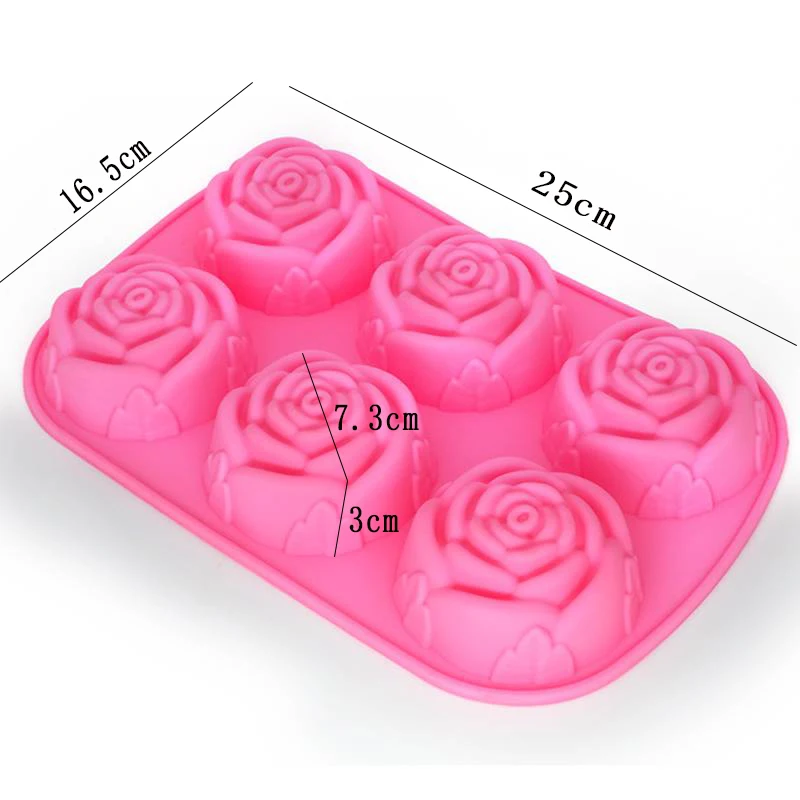 

1pcs 6-rose Flowers Fondant Silicone Mold Cake Chocolate Form Soap 3D Cake Mould Candy Decorating Tools Cake Pan