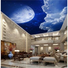 custom 3d photo wallpaper Night sky full moon cloud ceiling mural 3d murals wallpaper for living room