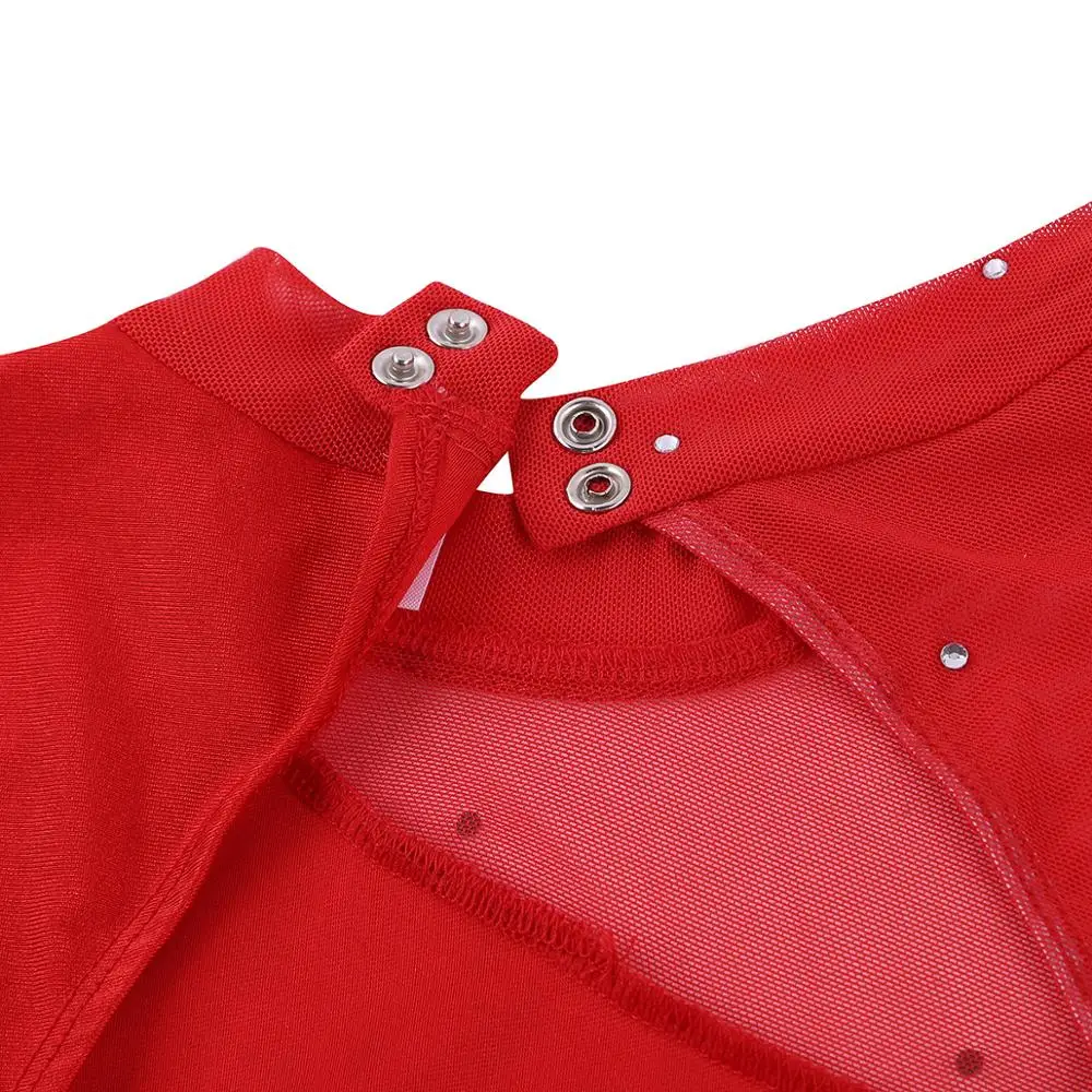 Женщинам балетное платье женский длинный рукав с высоким плотно облегающим шею