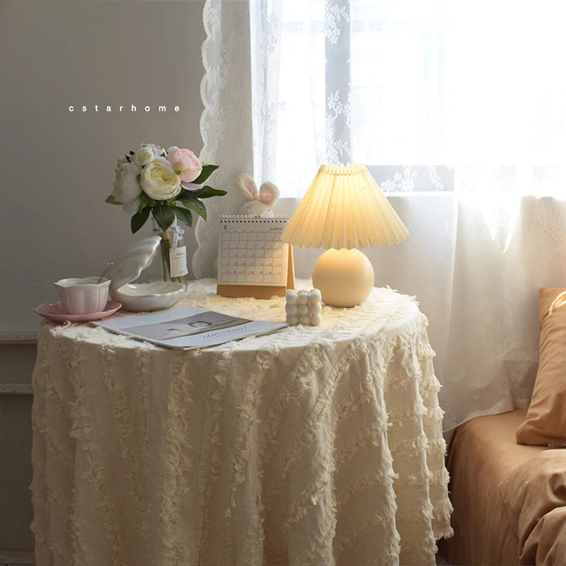 

Cotton Linen Tablecloth French romantic tea table dormitory tablecloth photo background cloth mibaisha releases home decoration