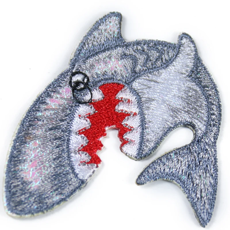 2PCS/lot Cartoon Fierce Shark Patch DIY Animals Patches Embroidery Applique Iron on Transfers for Clothing Stickers Wholesale | Дом и сад