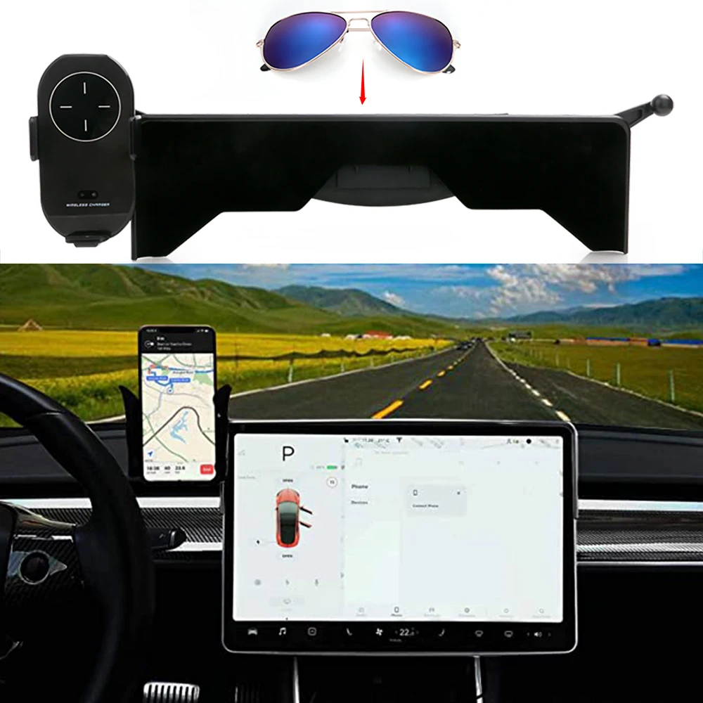 

Fast Wireless Charging Cellphone Mount Monitor Fixed Clip Safety For Tesla Model 3/Y Accessories Phone Holder Stand Charger
