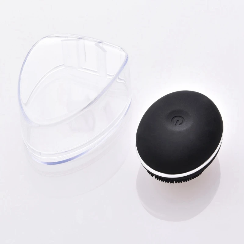 Черная электрическая силиконовая Очищающая щетка для лица Sonic Vibration Massage Smart Face
