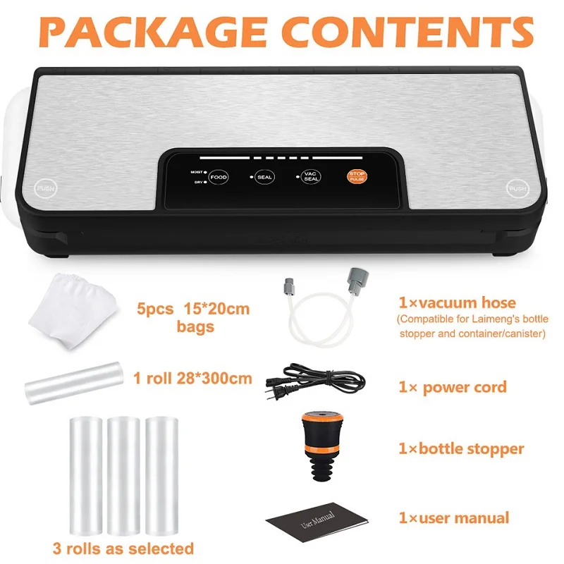 

LAIMENG Vacuum Sealer with Cutter Pulse Function Sous Vide Food Vacuum Machine For Food Storage Packer Vacuum Bags S288