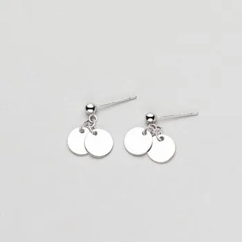 

S925 Pure Silver Round Piece Earrings Female Minimalist Fashion Temperament Korean Stud Super Fairy Short Earring Earrings ED150