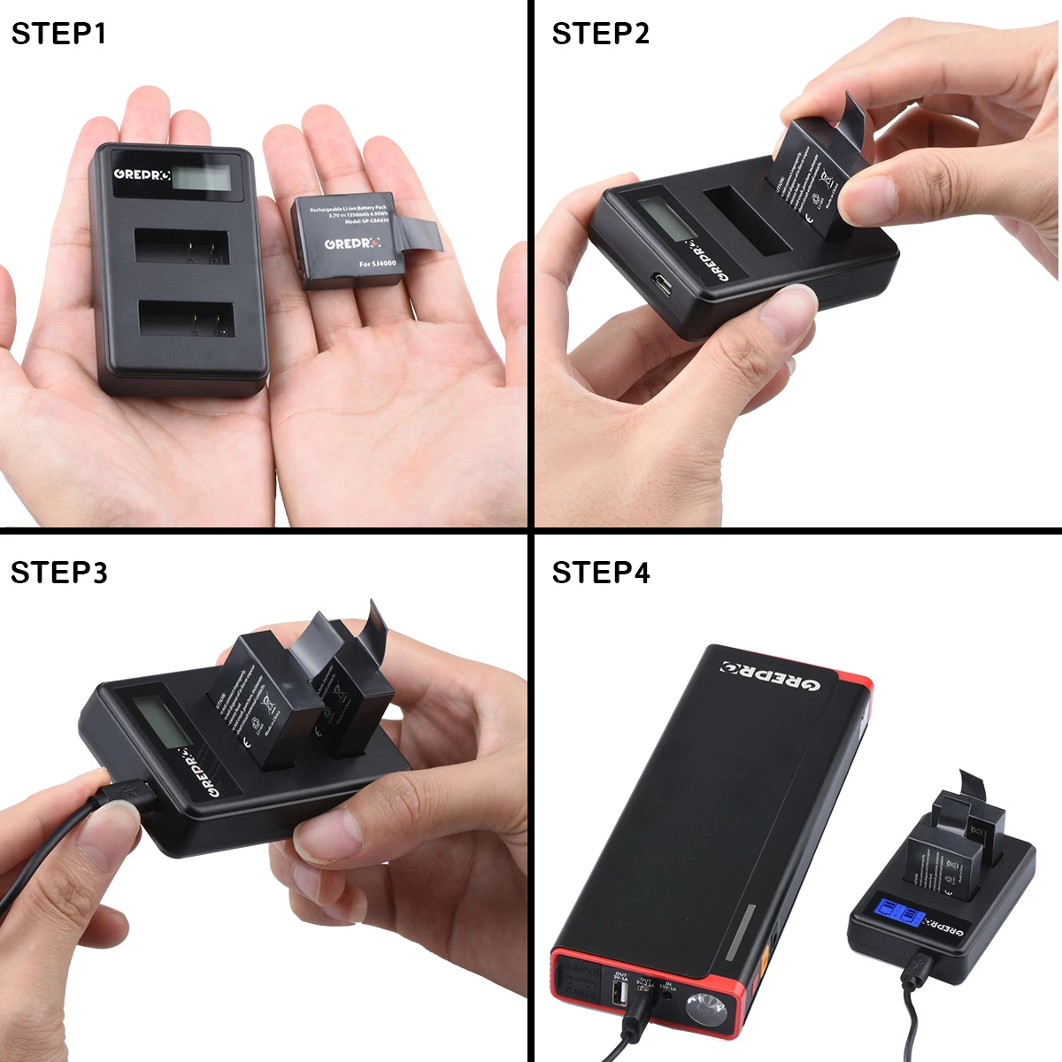 PG1050 SJ4000 PG900 Батарея с ЖК дисплей Dual USB Зарядное устройство для спортивной экшн