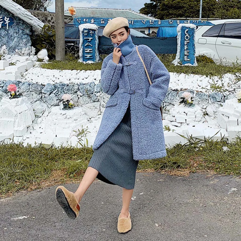 Женские пальто из искусственного меха зима 2019 длинная куртка для женщин овечьей