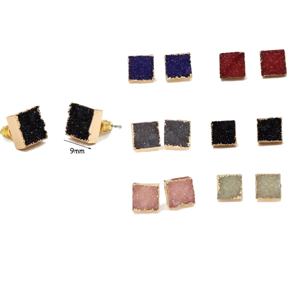 Лидер продаж высококачественные серьги гвоздики из каучука квадратной формы