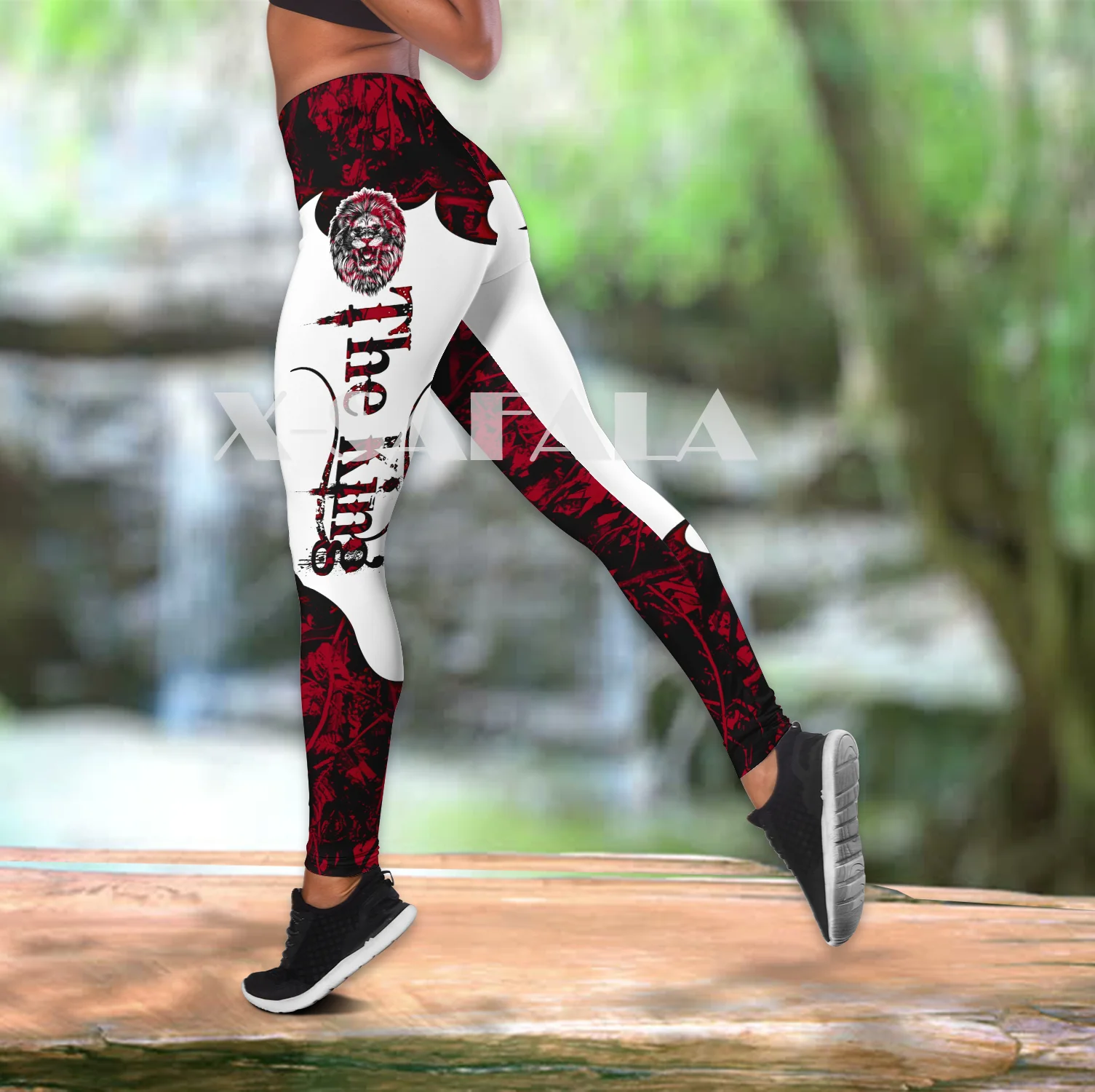 

The King Lion Tattoos Two Piece Yoga Set Women 3D Print Vest Hollow Out Tank Top High Waist Legging Summer Casual Sport