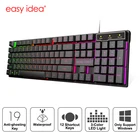 Проводная игровая клавиатура с RGB-подсветкой, 104 клавиши, эргономичная Русская клавиатура для компьютерных игр