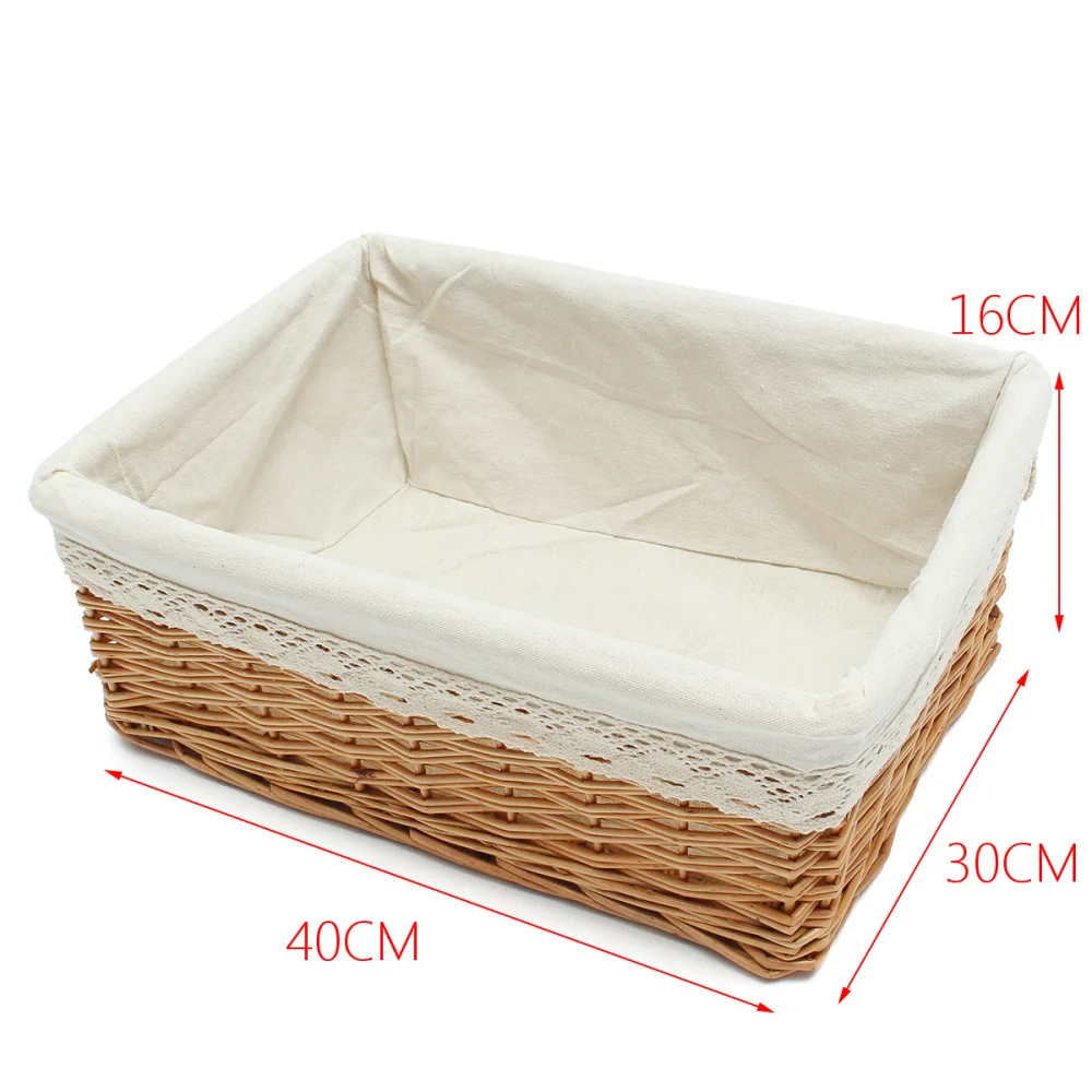 40*30*16cm Multipurpose Rectangular Wicker Storage Basket with Removable Washable Liner Willow Woven Containers - Size L | Дом и сад