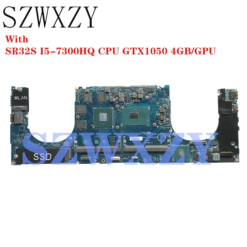 SZWXZY для DELL XPS 15 9560 материнская плата ноутбука с SR32S I5-7300HQ CPU GTX 1050 4 Гб GPU CN-0YV12N 0YV12N YV12N