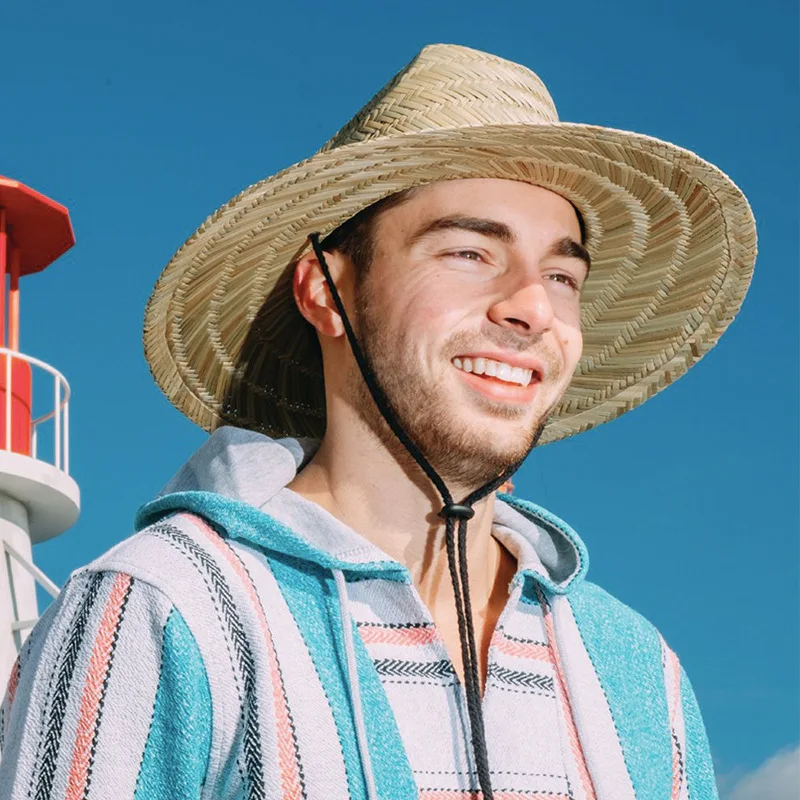 

Handmade Summer Panama Men's Hat Straw Man Sun Hat Wide Brim Jazz Fishing Hat Beach Cap Male